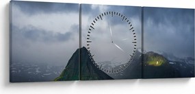 Tablou cu munți (cu ceas) (90x30 cm)