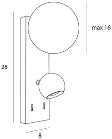 Aplica de perete cu reader LED Atom