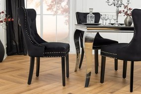 Set 2 scaune Stil Baroc, Catifea, Negru, CASTLE