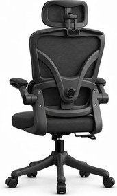 ErgoVision Sponge – Scaun Ergonomic, Suport Lombar Reglabil, Tetieră Reglabilă, Cotiere Rabatabile, Recliner 135°, Umeras, Mesh, Negru