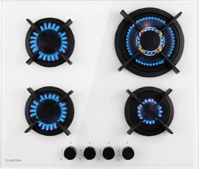 Klarstein Goldflame 4, plită pe gaz, 4 arzătoare, arzătoare din alamă, sticlă ceramică