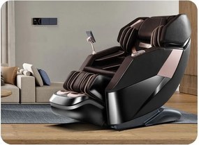 RESIGILAT- Fotoliu de masaj MAXIMUS, AI voce, Incalzire, Bluetooth, Display, Ecran tactil, Controler rapid cotiera, Zero Gravity, 2 Boxe, Moduri Automate, Suport Picioare extensibil, Piele Ecologica Premium, Negru