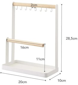 Suport pentru bijuterii cu detalii din lemn de fag YAMAZAKI Tosca, alb