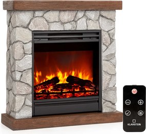 Klarstein Lienz, șemineu electric, 1800 W, aspect de piatră, cu telecomandă, maro