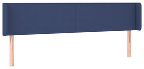 3118508 vidaXL Tăblie de pat cu aripioare, albastru, 183x16x78/88 cm textil