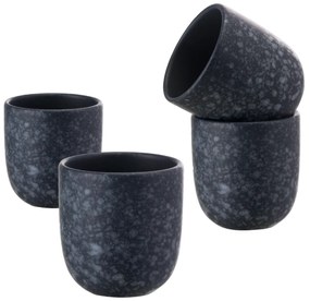 Set Cadou 4 Pahare Ceramica Novum (Granit-Negru, Mat, 150ml) Gresie Glazurata Manual