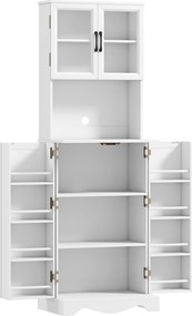 HOMCOM Mobilă de Depozitare pentru Bucătărie cu 2 Dulapuri și 8 Rafturi, din Lemn și Acrilic, 60x39.5x179.6 cm, Alb | Aosom Romania