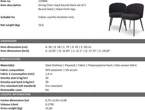 Set de 2 scaune design LUX Lloyd, boucle negru 115994 HZ