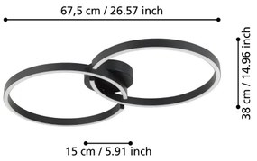 Plafonieră LED RGBW dimabilă Eglo 900955 AMANDOLO 19,5W/230V negru + telecomandă