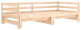 Pat de zi extensibil, 2x(80x200) cm, lemn masiv de pin Maro