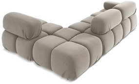 Colțar modular bej cu tapițerie din catifea (cu colț pe partea dreaptă) Lokua – Makamii