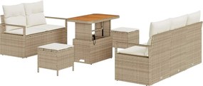 vidaXL Set de canapele pentru grădină cu pernă 8 pcs Bej și crem
