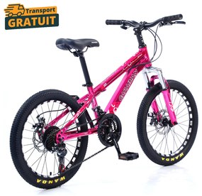 Bicicleta Caraiman, roti 20 sau 24 inch, cadru otel, frane pe disc, roz