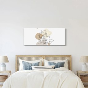 Tablou - Flori bej cu fluture N⁰1 (120x50 cm)