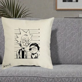 Perna Personalizata Rick si Morty Dosar, 40x40 cm, Ecru, Husa Detasabila, Perna Inclusa, BEKZ®