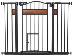 PawHut Poartă de Siguranță pentru Câini cu Închidere Automată 74-105x76.2 cm Neagră | Aosom Romania