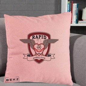 Perna Personalizata Rapid Fotbal Club 1923, 40x40 cm, Roz, Husa Detasabila, Perna Inclusa, BEKZ®