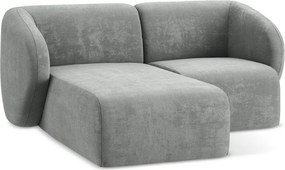 Colțar gri cu tapițerie din chenille (cu colț pe partea stângă/cu șezlong) Lani – Makamii