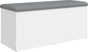 vidaXL Bancă de depozitare albă 102x42x45 cm, lemn stratificat