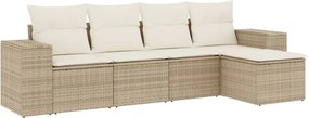 vidaXL Set canapele de grădină cu perne, 5 piese, bej, poliratan