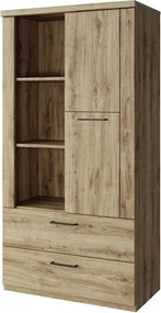 Dulap DOORSET, stejar navarra/negru, PAL laminat/plastic, 80x41x157 cm