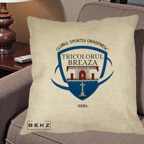 Perna Personalizata CSO Tricolorul Breaza 1951, 40x40 cm, Crem, Husa Detasabila, Perna Inclusa, BEKZ®