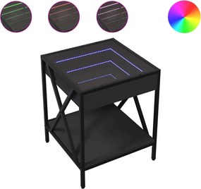 vidaXL Măsuță de cafea cu LED infinity, negru, 40x40x49 cm