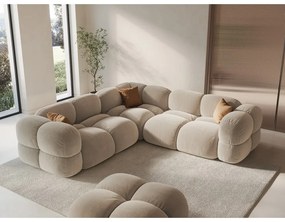 Colțar bej cu tapițerie din catifea Loretto – Cosmopolitan Design