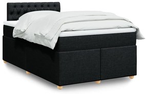 vidaXL Pat box spring cu saltea, negru, 120x200 cm, textil