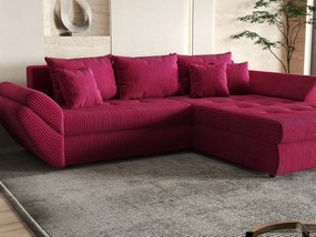 Colțar extensibil dumonde cu ladă de depozitare si sezut confortabil din spuma high-density, Loana Zoom Red II 270x185 cm
