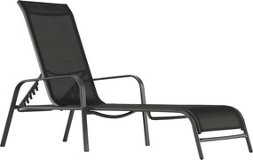 Stivuibil şezlong de grădină reglabil, negru/gri, ATREO