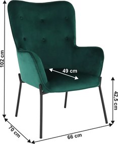 Fotoliu de design, catifea Velvet smarald, SURIL