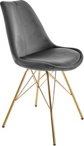 Set de 4 scaune Scandinavia gri inchis/ auriu