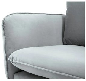Canapea țesătură catifea Cosmopolitan Design Vienna, 200 cm, gri deschis