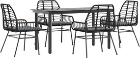 vidaXL Set de sufragerie de grădină 5 piese neagră Sticlă Poly Rattan