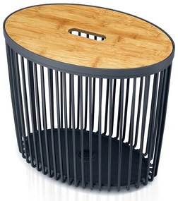 Cos universal oval cu capac din bambus, 30 l, lemn natural/antracit