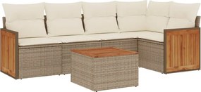 vidaXL Set canapele de grădină cu perne, 6 piese, bej, poliratan