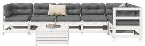 vidaXL Set canapea de grădină, 7 piese, alb, lemn masiv de pin