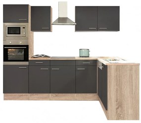 Mobilă de bucătărie Yorki 280 cu corp din stejar sonoma și față antracit satinat