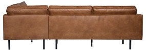 Colțar maro cu tapițerie din imitație de piele (cu colț pe partea dreaptă/în formă de ”L”) Rodeo – WOOOD