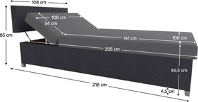 Şezlong extensibil, gri închis/gri, DOMENA