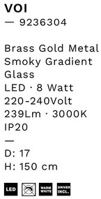 Pendul LED modern, Metal, Sticla, Fumuriu, Voi