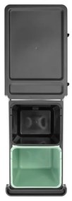 Cos de gunoi colectare selectiva Brabantia Sort&Go 1008862, 2x15 L, Montaj intern cu cadru telescopic, Gri/verde