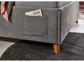 Pat pentru copii gri tapițat cu spațiu de depozitare cu somieră 120x200 cm Fun – Meise Möbel