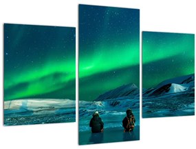 Tablou cu oameni la Aurora borealis (90x60 cm)