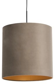 Lampă suspendată cu nuanță de velur taupe cu aur 40 cm - Combi