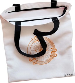 Sacosa de Panza pentru Cumparaturi, Geanta Tote, model Mystic Eye, Cu fermoar, 38x34.5 cm, Alba, BEKZ®