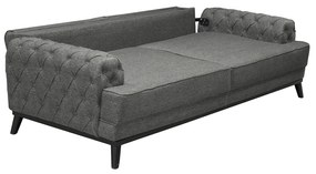 Canapea GLORYA extensibila, 3 locuri, gri inchis, 222x90x80 cm
