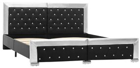 Cadru de pat, negru, 160 x 200 cm, piele ecologica Negru, 160 x 200 cm
