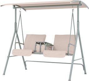 Outsunny Balansoar Hollywood, balansoar de grădină, balansoar 2 locuri cu acoperiș, 175 x 112 x 158 cm, Bej | Aosom Romania